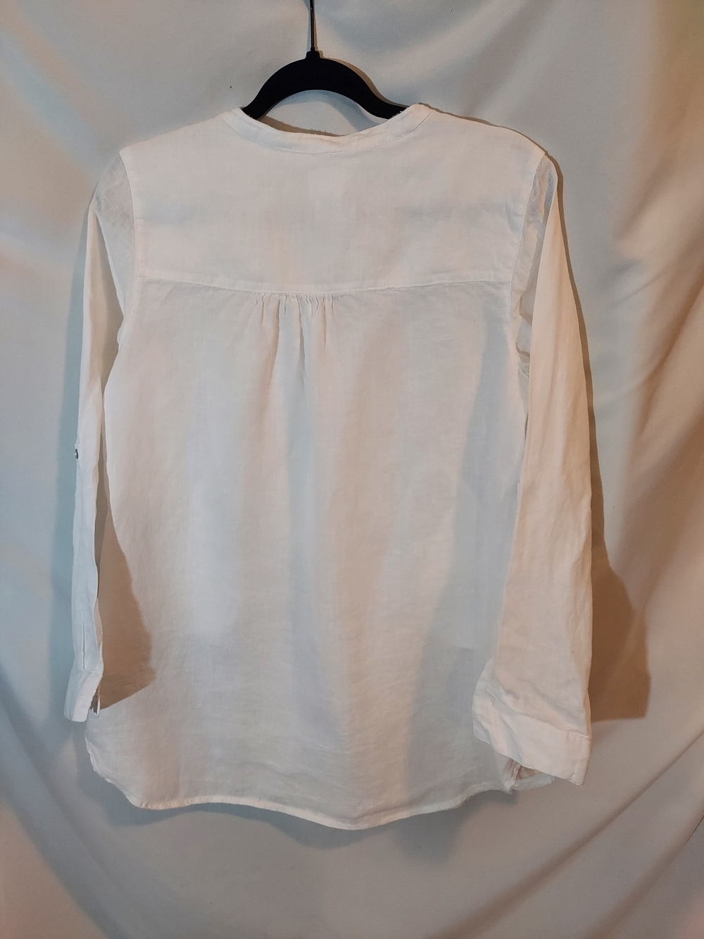 Sigrid Olsen White Linen Roll Tab Sleeve Button-Down Shirt - Picture 2 of 9